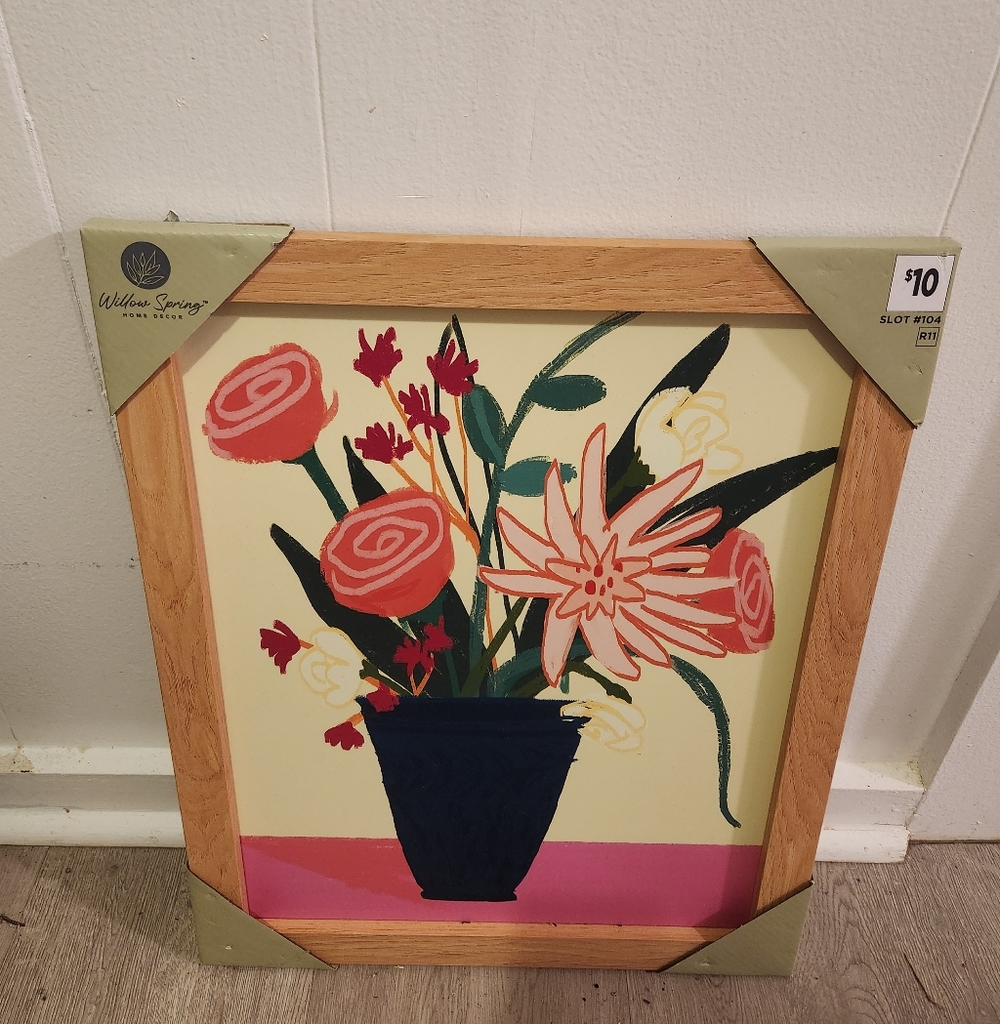 19×15.25 Inch Floral Art Print in Wooden Frame